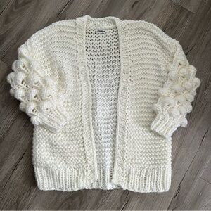 MACARON Cream Textured Cardigan
